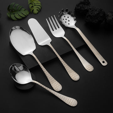 Set of 5 - Guests Serving Set Silver - 5 Years Warranty QM Branded
